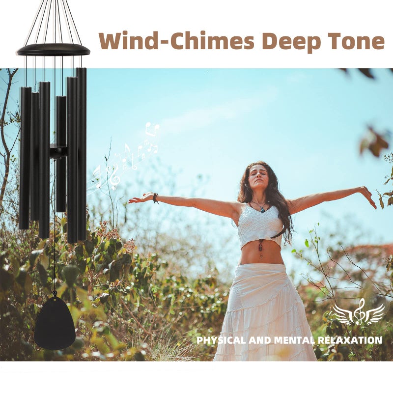 FSVGYY Wind-Chimes-Outdoor-Large-Decor, Deep Tone Soothing Melodic Tones Windchimes, Wind Chimes for Outside, Memorial Wind Chime Best Gift for Mom Women Grandma Neighborsï¼ˆ32" Blackï¼‰ - Image 3