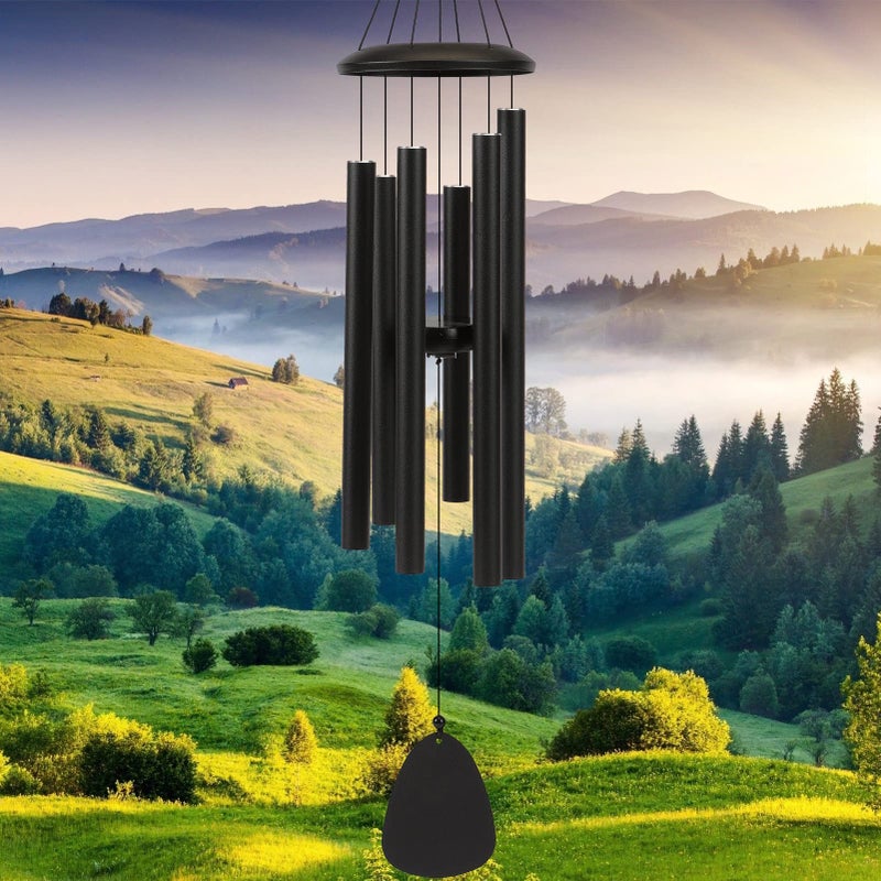 FSVGYY Wind-Chimes-Outdoor-Large-Decor, Deep Tone Soothing Melodic Tones Windchimes, Wind Chimes for Outside, Memorial Wind Chime Best Gift for Mom Women Grandma Neighborsï¼ˆ32" Blackï¼‰ - Image 1