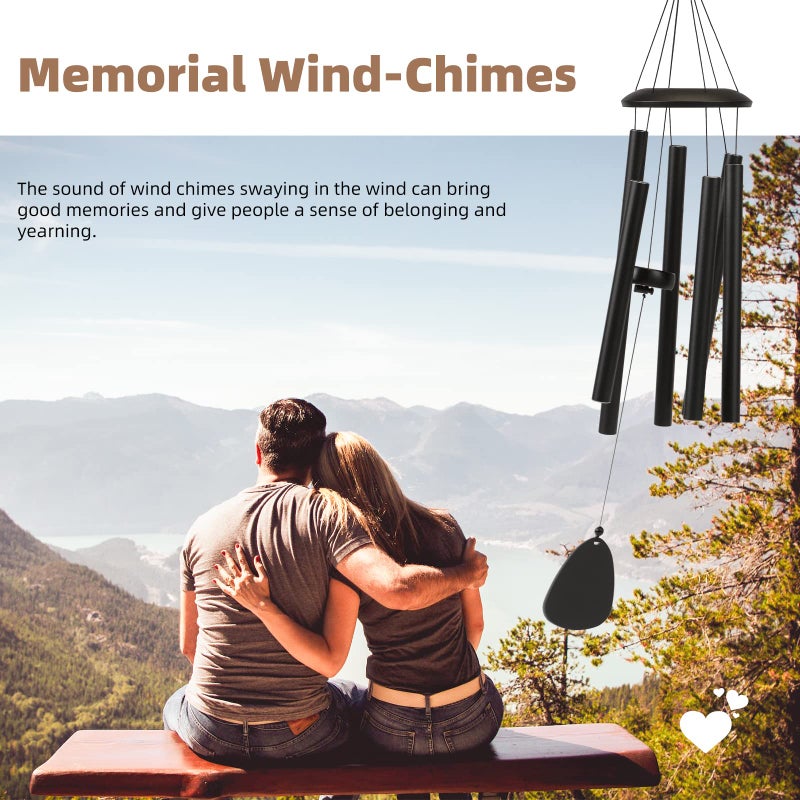 FSVGYY Wind-Chimes-Outdoor-Large-Decor, Deep Tone Soothing Melodic Tones Windchimes, Wind Chimes for Outside, Memorial Wind Chime Best Gift for Mom Women Grandma Neighborsï¼ˆ32" Blackï¼‰ - Image 2