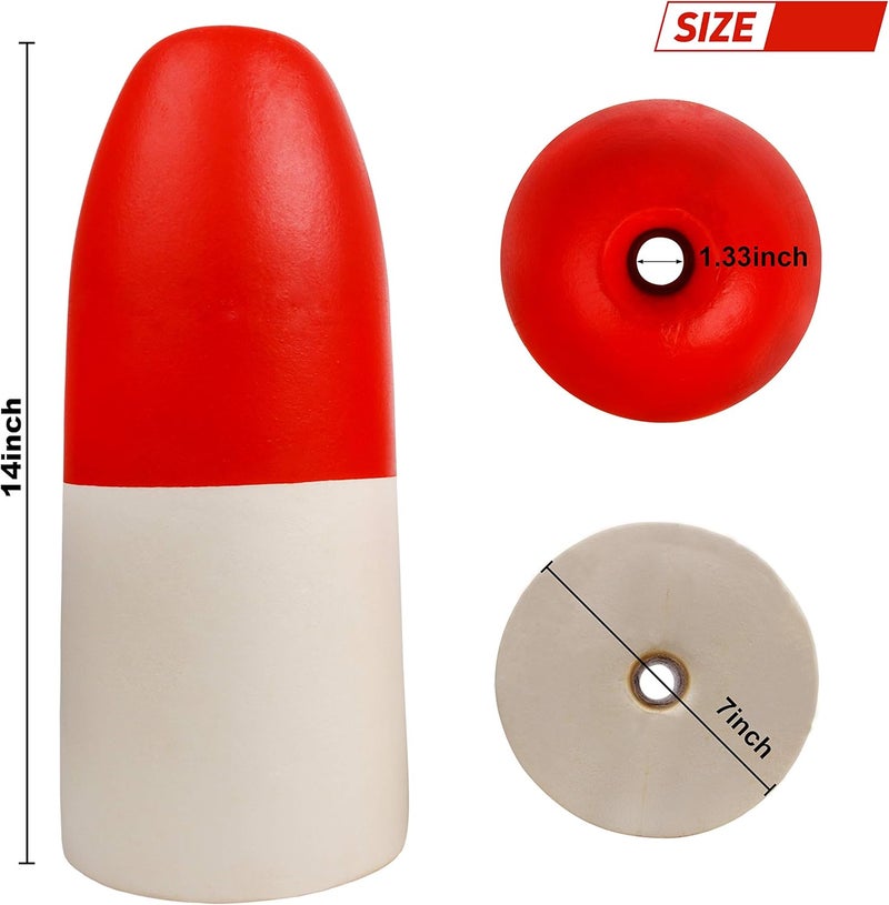 Shaddock Fishing Crab Fishing Trap Floats Buoy - Kayak Outrigger Stabilizer Crab Pot Markers 5x11 6x14 7x14 inch Red/White - Image 1