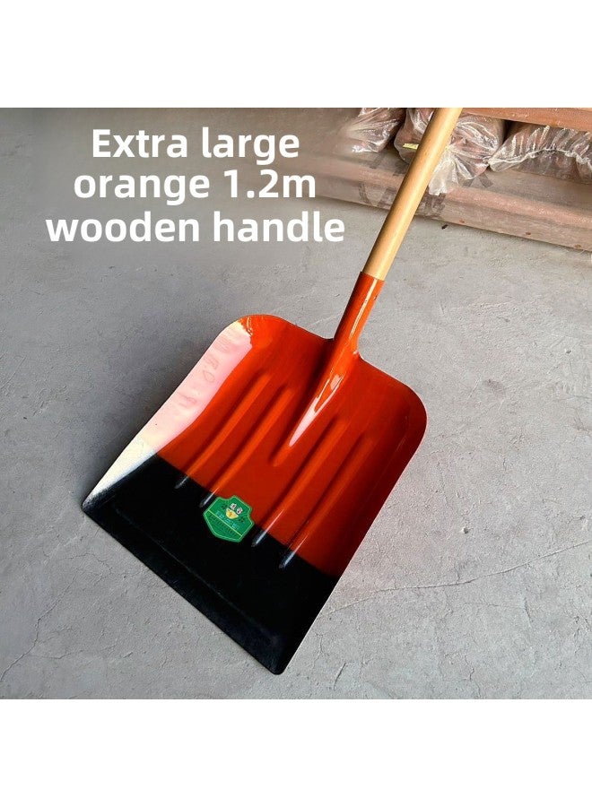 Manganese Steel Extra Large Cow Dung Shovel Widened Thickened Flat Head Agricultural Shovel Special Artifact For Dung Clearing Farms-Specifications:40x50 (extra Large Orange) 1.2m Wooden Handle  - Image 1