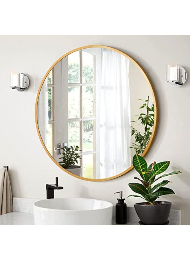 Round mirror, Gold wood, 70 cm