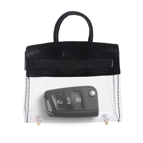 smilfuy Mini Creative Car Key Case Small Transparent Handbag Key Holder Wallet Keychain Bag Car Key Fob Case Cute Present for Woman Girl Black - Image 1