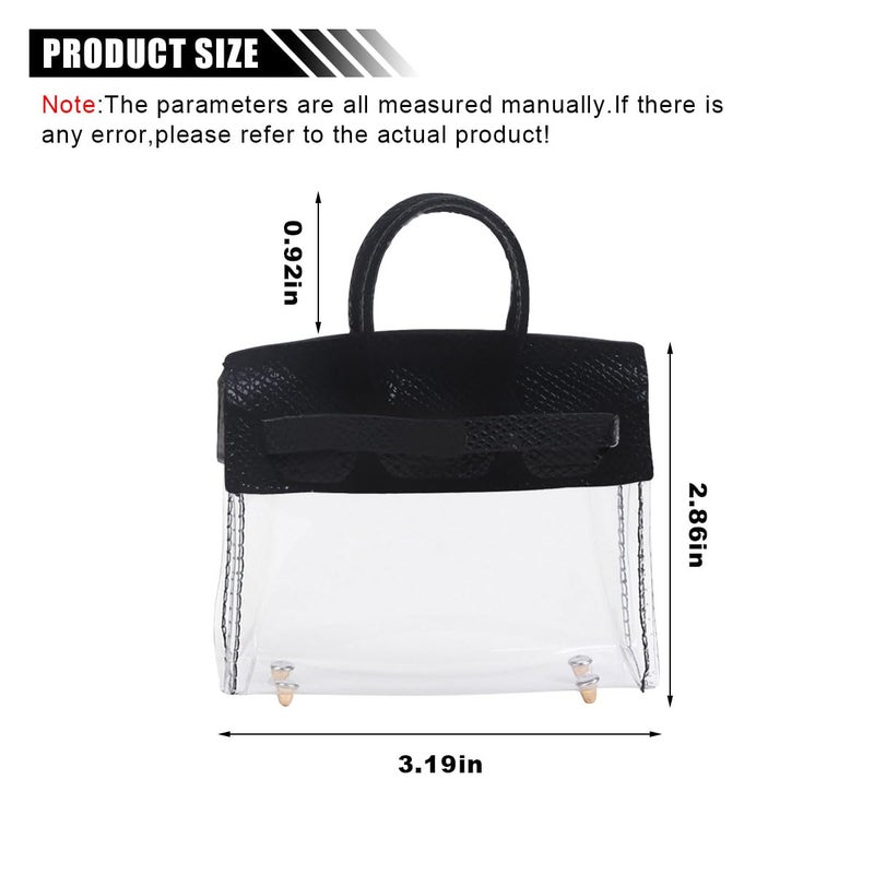 smilfuy Mini Creative Car Key Case Small Transparent Handbag Key Holder Wallet Keychain Bag Car Key Fob Case Cute Present for Woman Girl Black - Image 4