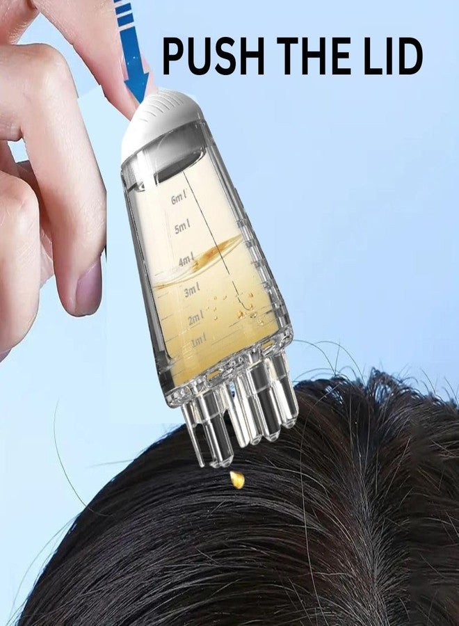 مريا زجاجة زيت الشعر الصغيرة المحمولة من مريا سعة 6 مل - مشط لتوزيع زيت جذور الشعر، مشط تدليك لعلاج الشعر بالزيوت العطرية مع كرة دوارة لنمو شعر فروة الرأس، مناسب لمختلف السوائل - Image 2