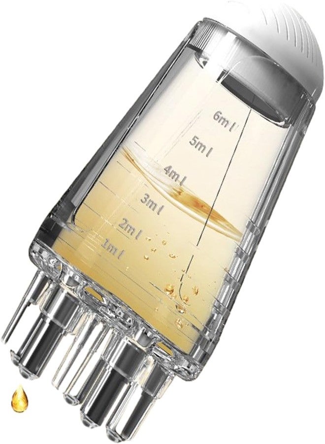 مريا زجاجة زيت الشعر الصغيرة المحمولة من مريا سعة 6 مل - مشط لتوزيع زيت جذور الشعر، مشط تدليك لعلاج الشعر بالزيوت العطرية مع كرة دوارة لنمو شعر فروة الرأس، مناسب لمختلف السوائل - Image 1