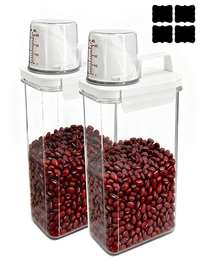 MOASIOP Upgraded Cereal Storage Container Set of 2 - 1600ML (54oz) Airtight Food Storage Organizer with Pour Spout & Measuring Cup for Rice, Flour, Sugar, Oatmeal, Pet Dog Cat Bird Food Dry Food Keep Fresh - Image 1