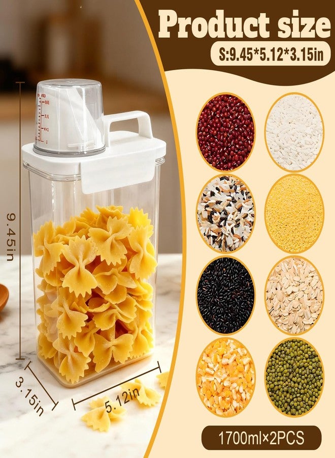 MOASIOP Upgraded Cereal Storage Container Set of 2 - 1600ML (54oz) Airtight Food Storage Organizer with Pour Spout & Measuring Cup for Rice, Flour, Sugar, Oatmeal, Pet Dog Cat Bird Food Dry Food Keep Fresh - Image 2