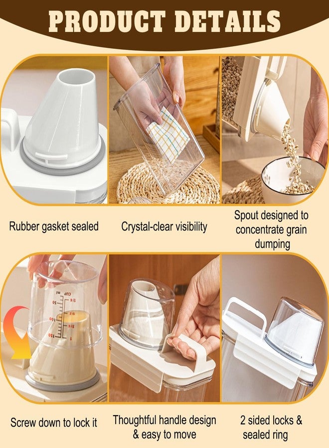MOASIOP Upgraded Cereal Storage Container Set of 2 - 1600ML (54oz) Airtight Food Storage Organizer with Pour Spout & Measuring Cup for Rice, Flour, Sugar, Oatmeal, Pet Dog Cat Bird Food Dry Food Keep Fresh - Image 4