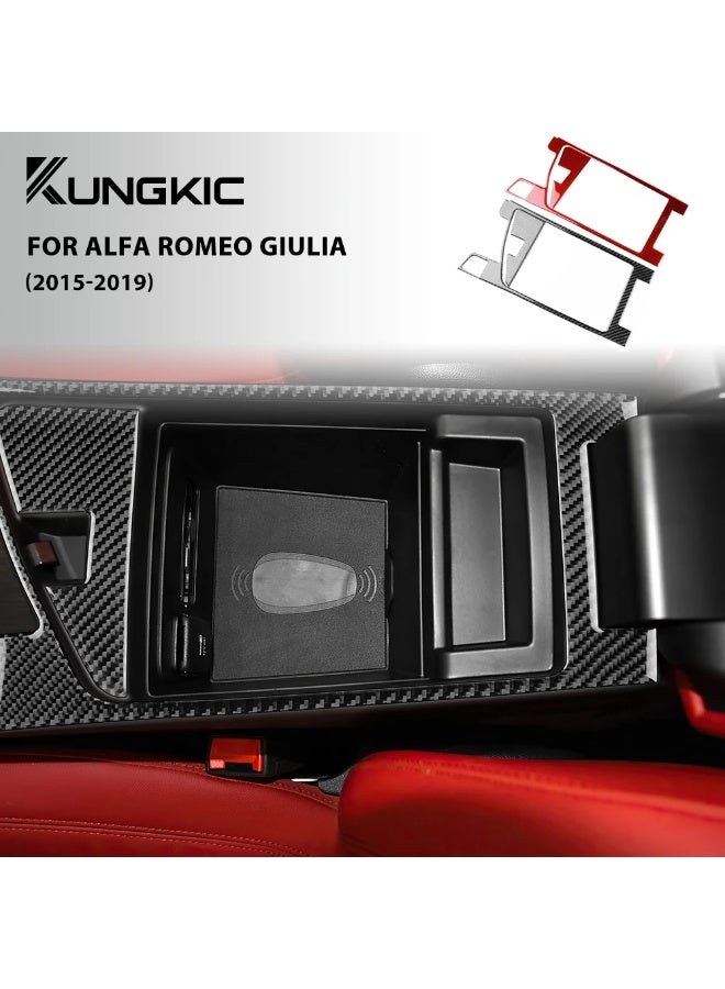 KUNGKIC for Alfa Romeo Giulia 952 2015 2016 2017 2018 2019 Car Armrest Box Real Soft Carbon Fiber Sticker Interior Accessories - Image 2