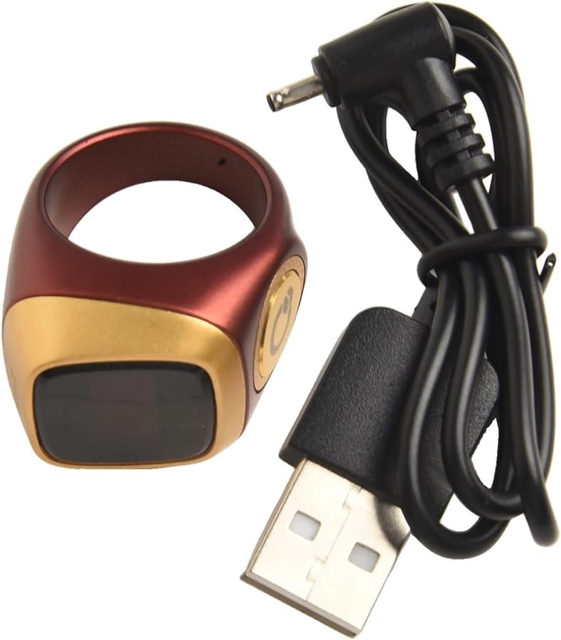 Smart Ring With Display Waterproof Digital Tasbih Counter Vibration Prayer Time Reminder 20mm Curry Color - Image 2