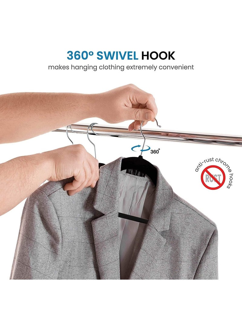 BLOOMING TIME Non-Slip Velvet Hangers Suit Hangers Ultra Thin Space – Non-Slip Velvet Closet Hangers with 360° Swivel Hook, Ultra-Thin Space-Saving Design, Heavy-Duty (Holds Up to 10 lbs) for Coats, Jackets, Shirts, Dresses & Pants - Image 5