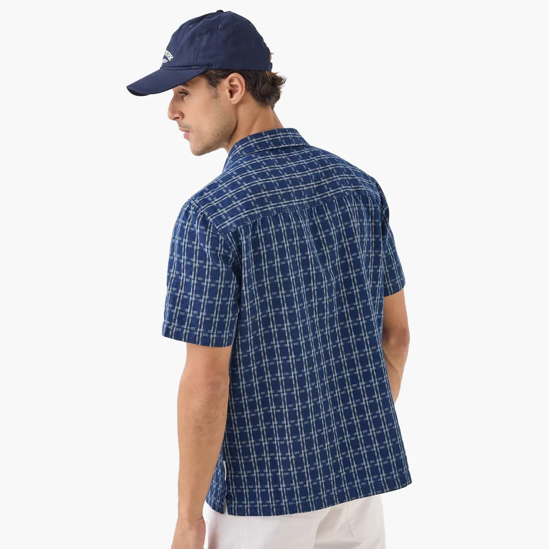 Lee Cooper Lee Cooper Regular Fit Checked Shirt with Camp Collar
