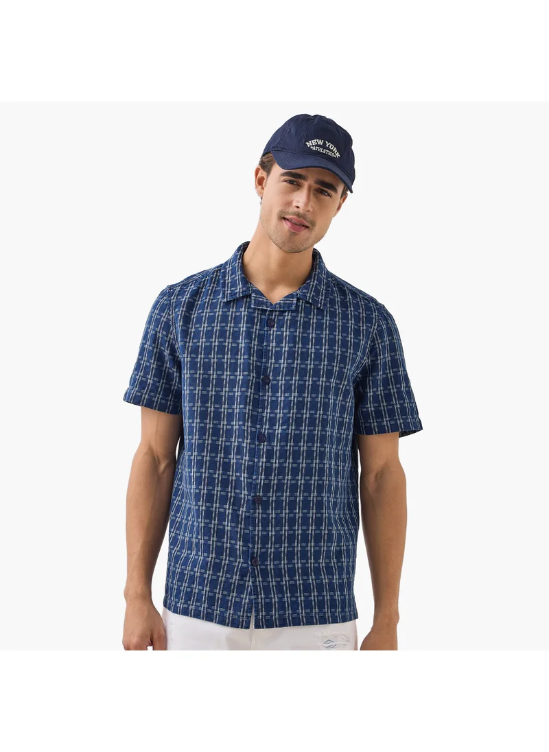 لي كوبر Lee Cooper Regular Fit Checked Shirt with Camp Collar
