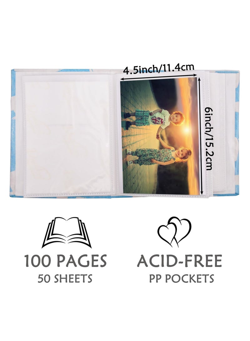 Barakah ألبوم صور للأطفال 100 جيب 4x6 بوصة، غلاف قماش بنمط ديناصور، كتاب ذكريات مع صفحات PP خالية من الحمض، منظم صور عائلية للأطفال لعرضه على الرف وتقديمه كهدية - Image 2