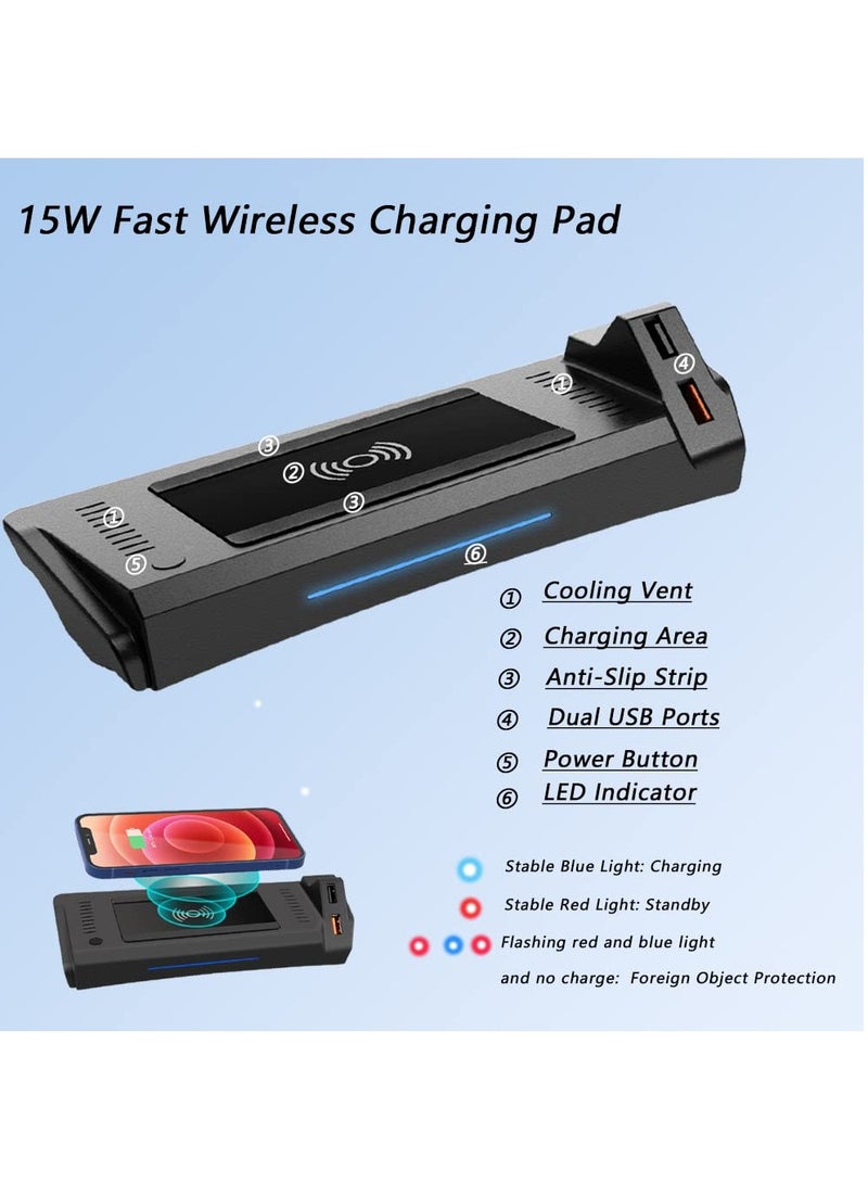 KASTWAVE Wireless Charger for Audi A4 2017-2023/A5 2018-2023,Center Console 15W Wireless Charger Pad with QC 3.0 USB Port,Phone Charging Station for Car Apply to Wireless Charge Supported Phones. - Image 2