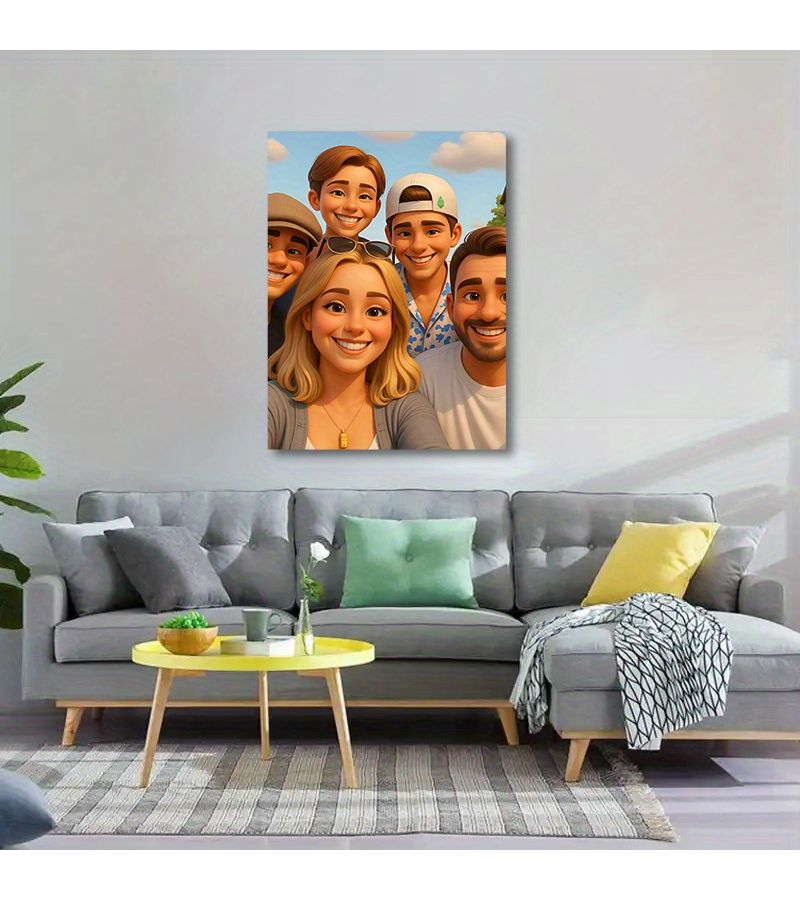 Custom 2D Photo to Cartoon Portrait Personalized Anime Style Artwork 7.87x9.84 Inches No Frame Birthday Valentine Gift Family Wall Decor Home Office Upload Your Own Photo - Image 1