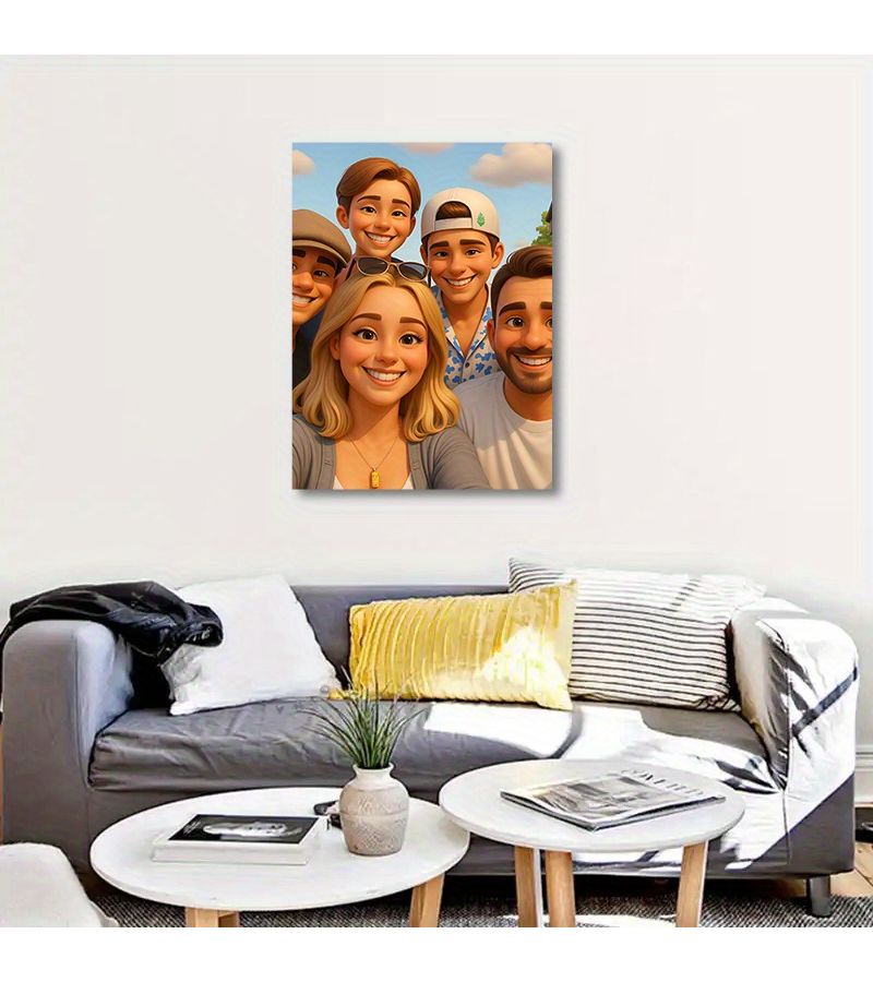 Custom 2D Photo to Cartoon Portrait Personalized Anime Style Artwork 7.87x9.84 Inches No Frame Birthday Valentine Gift Family Wall Decor Home Office Upload Your Own Photo - Image 3