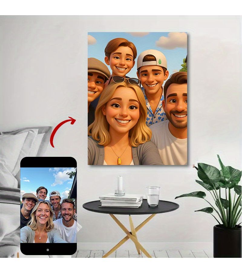 Custom 2D Photo to Cartoon Portrait Personalized Anime Style Artwork 7.87x9.84 Inches No Frame Birthday Valentine Gift Family Wall Decor Home Office Upload Your Own Photo - Image 2