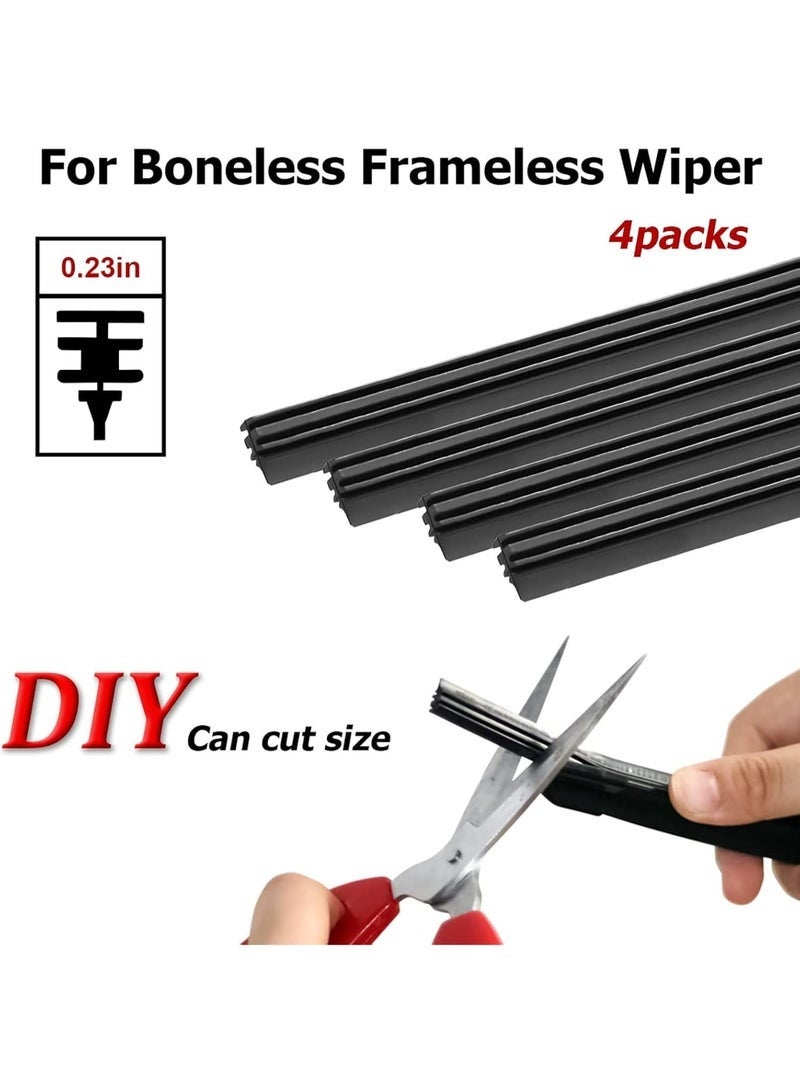 Arabest Wiper Blade Replacement Strip, 4 Pieces Car Wipers DIY Adjustable Windscreen Wiper, 80cm Front Rear Windshield Boneless Wiper, Auto Silicone Wiper Blade for Most Vehicle Buses Trucks - Image 4