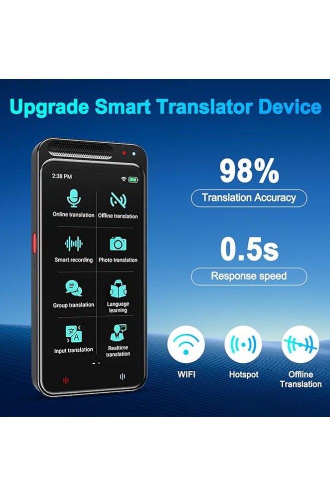 BlueFire Portable AI Smart Language Translator Device – 138 Languages Online/Offline, 4.1” HD Touchscreen, Voice/Text/Photo Translation, ChatGPT Support, 0.5s Real-Time Two-Way Translation, 5MP Camera for OCR, Long Battery Life for Travel & Business - Image 3