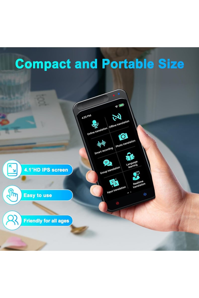 BlueFire Portable AI Smart Language Translator Device – 138 Languages Online/Offline, 4.1” HD Touchscreen, Voice/Text/Photo Translation, ChatGPT Support, 0.5s Real-Time Two-Way Translation, 5MP Camera for OCR, Long Battery Life for Travel & Business - Image 5