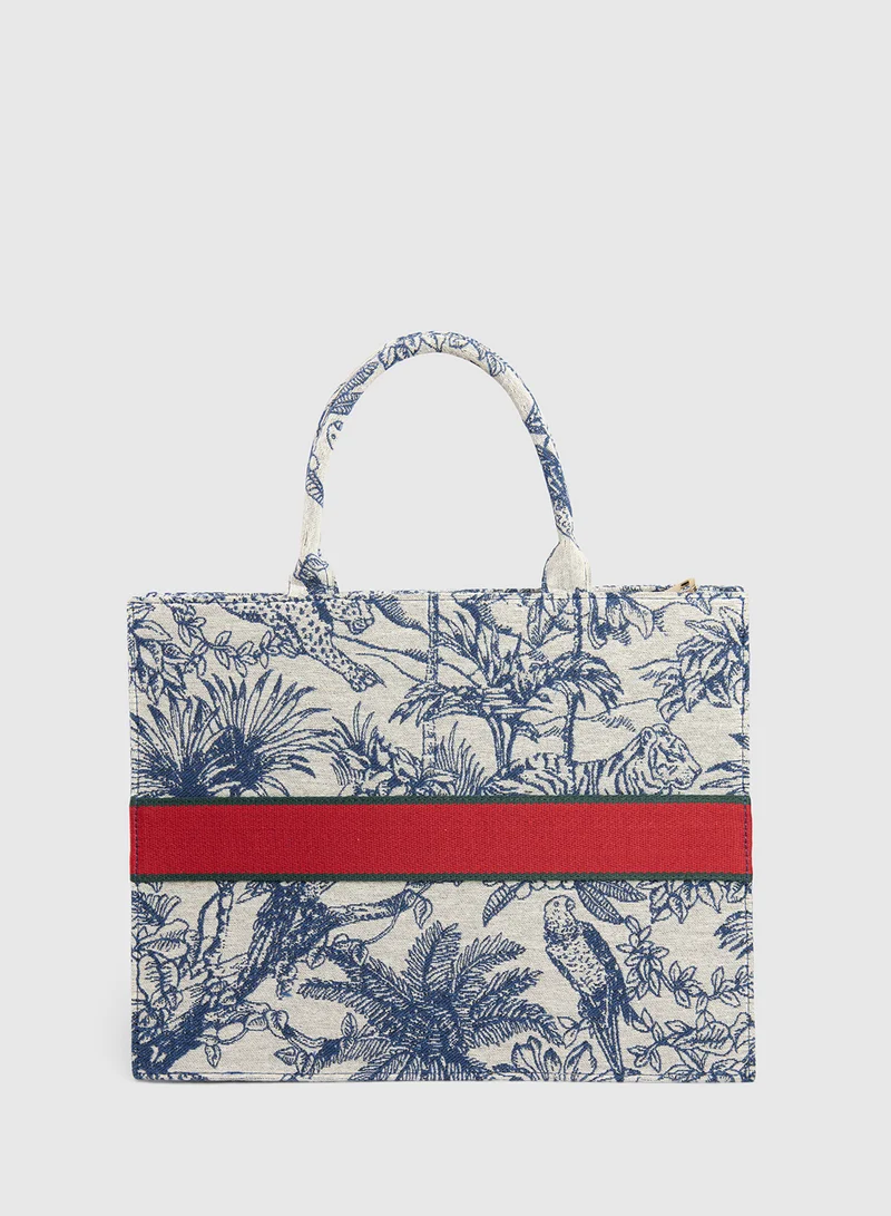 BEVERLY HILLS POLO CLUB Printed Zippered Mini Tote Bag
