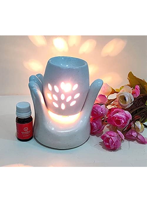 Essence of Nature Electric OilAroma Diffuser Set of 6 inch White Ceramic Electric Perfect Gifting for Navratri Diwali Dussehra Festivals Diffuser with 2 Aroma Oil 10ml Each White Hand Burner 10 Hand Burner  - Image 1