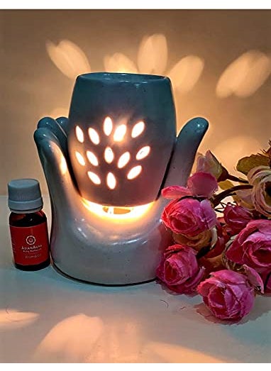 Essence of Nature Electric OilAroma Diffuser Set of 6 inch White Ceramic Electric Perfect Gifting for Navratri Diwali Dussehra Festivals Diffuser with 2 Aroma Oil 10ml Each White Hand Burner 10 Hand Burner  - Image 2
