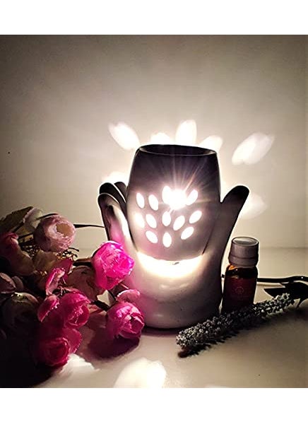 Essence of Nature Electric OilAroma Diffuser Set of 6 inch White Ceramic Electric Perfect Gifting for Navratri Diwali Dussehra Festivals Diffuser with 2 Aroma Oil 10ml Each White Hand Burner 10 Hand Burner  - Image 5