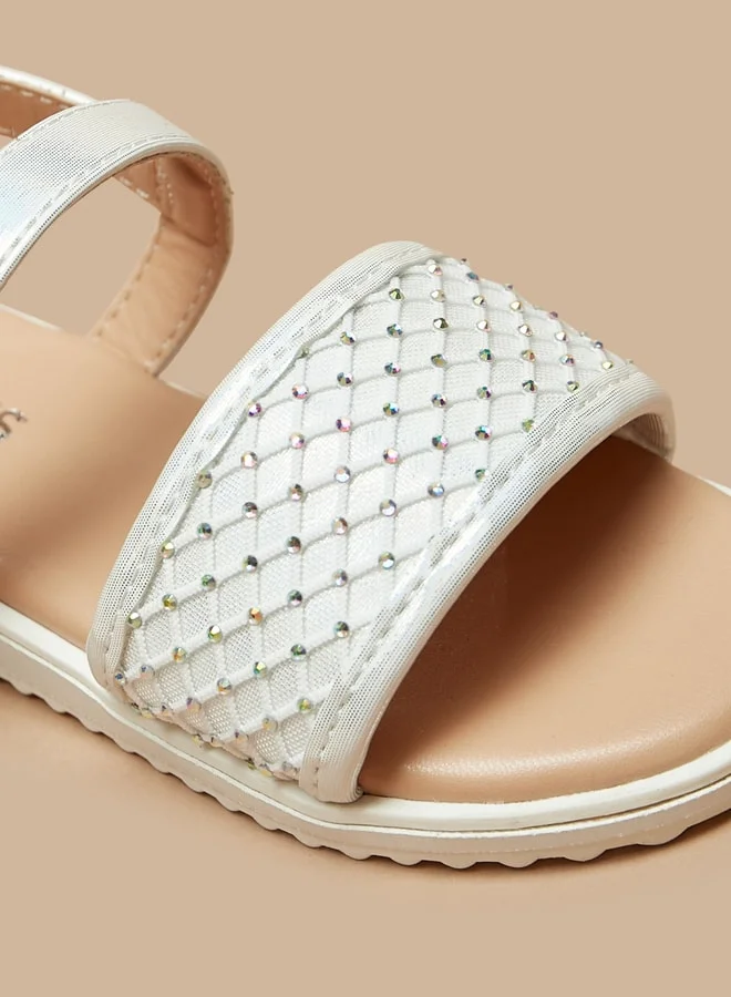 JUNIORS Girls Studded Back Strap Sandals with Hook and Loop Closure