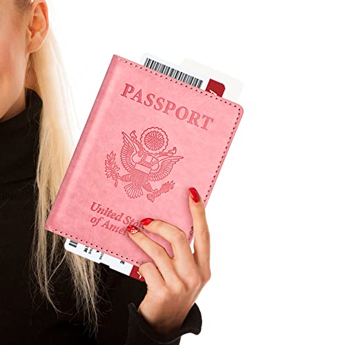 Eoehro Passport and Vaccine Card Holder, Faux Leather, AI-pink, Compact, Lightweight, Waterproof - Image 5