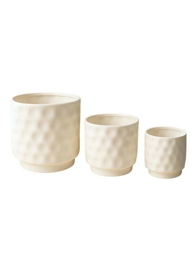 Lacoz Set of 3 Textured Plant Pots with Modern Minimalist Design for Indoor & Outdoor Use Decorative Flower Pots for Home, Office, Balcony, Patio & Garden White - Image 1