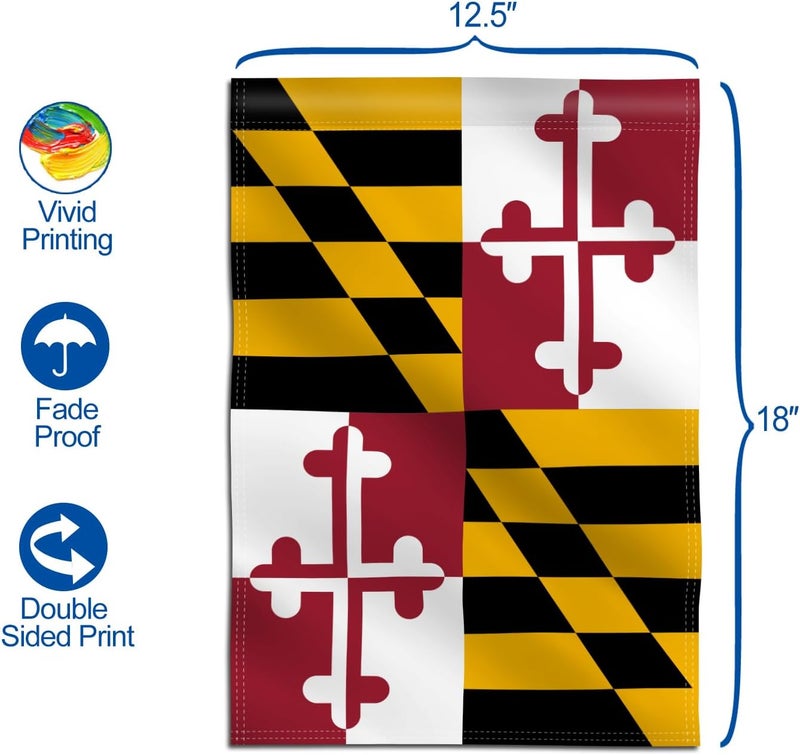 Anley Anley Double Sided Premium Garden Flag Maryland State MD Decorative Garden Flags Maryland Flag Protocol Proper Display for Home Decor  Weather Proof  Double Stitched Yard Flags  18 x 125 Inch  - Image 4