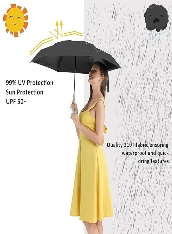 KANUPRIYA Mini Umbrella with Case for Men & Women (Manual Open) Compact Travelling Umbrella, Polyester & UV Protection Fabric for Summer/Anti-Slip Handle- Use in Rain & Summer - Image 2