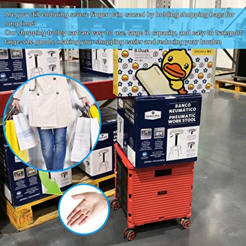 Folding Shopping Trolley, 54L/45kg Durable Multifunctional Portable Utility Trolley with Large Capacity with Telescopic Handle and 4 Detachable Swivel Wheels for Shopping and Transportation, Green - Image 5