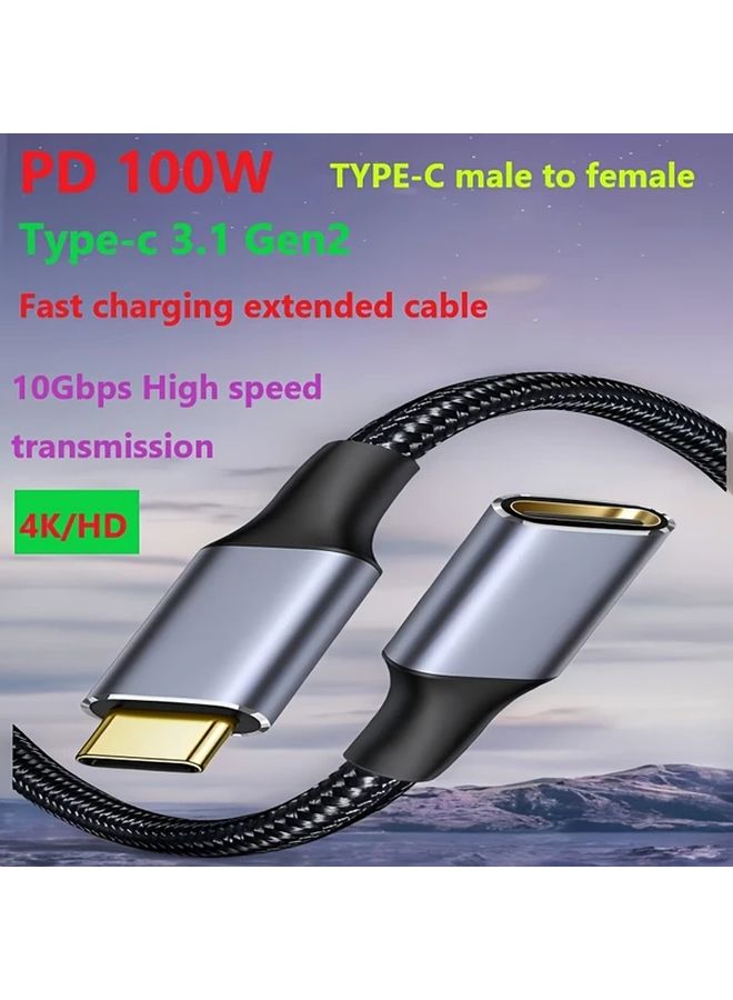 59 Inch Type C 3 1 Extension Cable 100W PD Fast Charging 10Gbps Data 4K HD Nylon Braided - Image 1