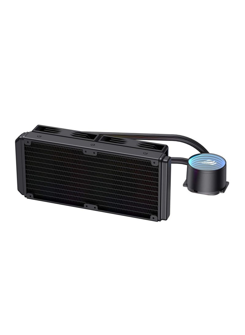 هافيت مبرد سائل لوحدة المعالجة المركزية 240 مم باللون الأسود - متوافق مع AM5 و Intel LGA1700 طراز F2001 - Image 2