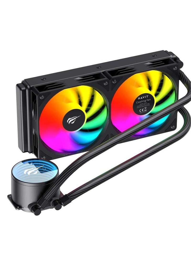 هافيت مبرد سائل لوحدة المعالجة المركزية 240 مم باللون الأسود - متوافق مع AM5 و Intel LGA1700 طراز F2001 - Image 5