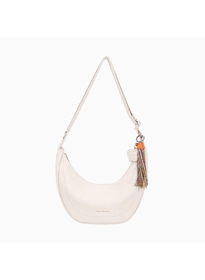 David Jones CM8282 Women's Moon Shoulder Bag | Faux Leather Everyday Handbag with Decorative Charm for Casual & Daily Wear| Handbag with Comfortable Shoulder Strap