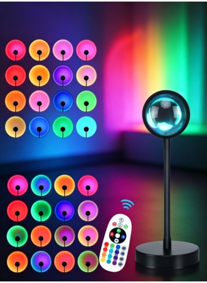 مصباح غروب الشمس بـ 16 لونًا مع جهاز تحكم عن بعد، ضوء ليلي بإسقاط LED يدور 360 درجة - Image 3