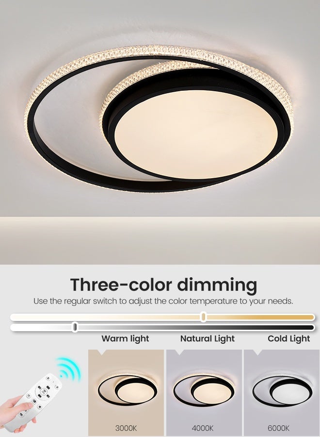 YATAI LIGHTING ضوء سقف LED دائري حديث، 60 واط قابل للتعتيم مع جهاز تحكم عن بعد، 3 ألوان للتعتيم (3000K-6000K)، تركيبة LED سوداء مثبتة على السقف لغرفة النوم، غرفة المعيشة، غرفة الطعام، الممر - Image 2