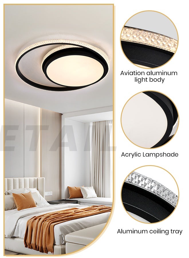 YATAI LIGHTING ضوء سقف LED دائري حديث، 60 واط قابل للتعتيم مع جهاز تحكم عن بعد، 3 ألوان للتعتيم (3000K-6000K)، تركيبة LED سوداء مثبتة على السقف لغرفة النوم، غرفة المعيشة، غرفة الطعام، الممر - Image 4
