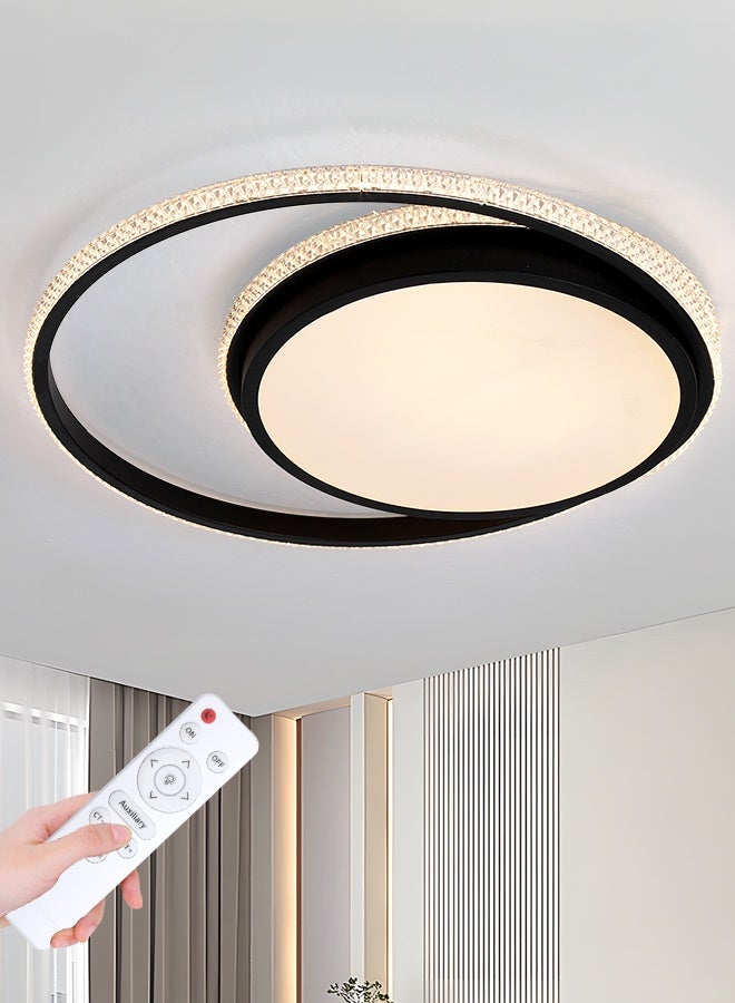 YATAI LIGHTING ضوء سقف LED دائري حديث، 60 واط قابل للتعتيم مع جهاز تحكم عن بعد، 3 ألوان للتعتيم (3000K-6000K)، تركيبة LED سوداء مثبتة على السقف لغرفة النوم، غرفة المعيشة، غرفة الطعام، الممر - Image 1