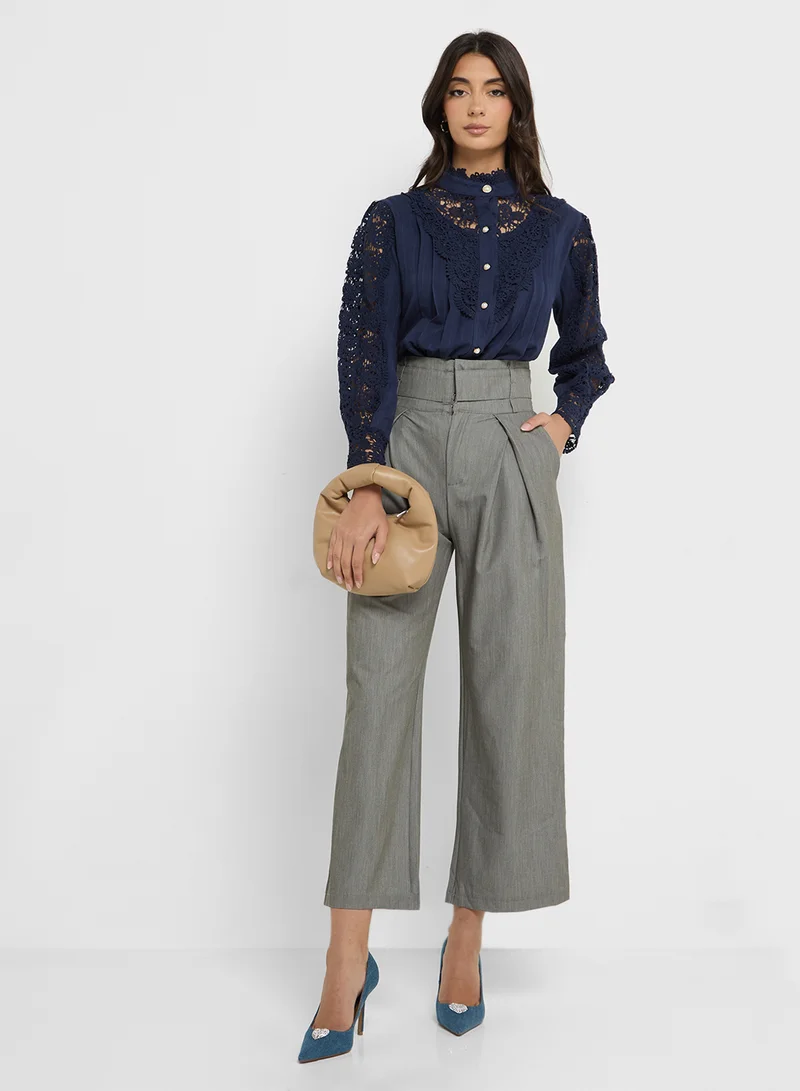 ELLA Lace Button Down Top