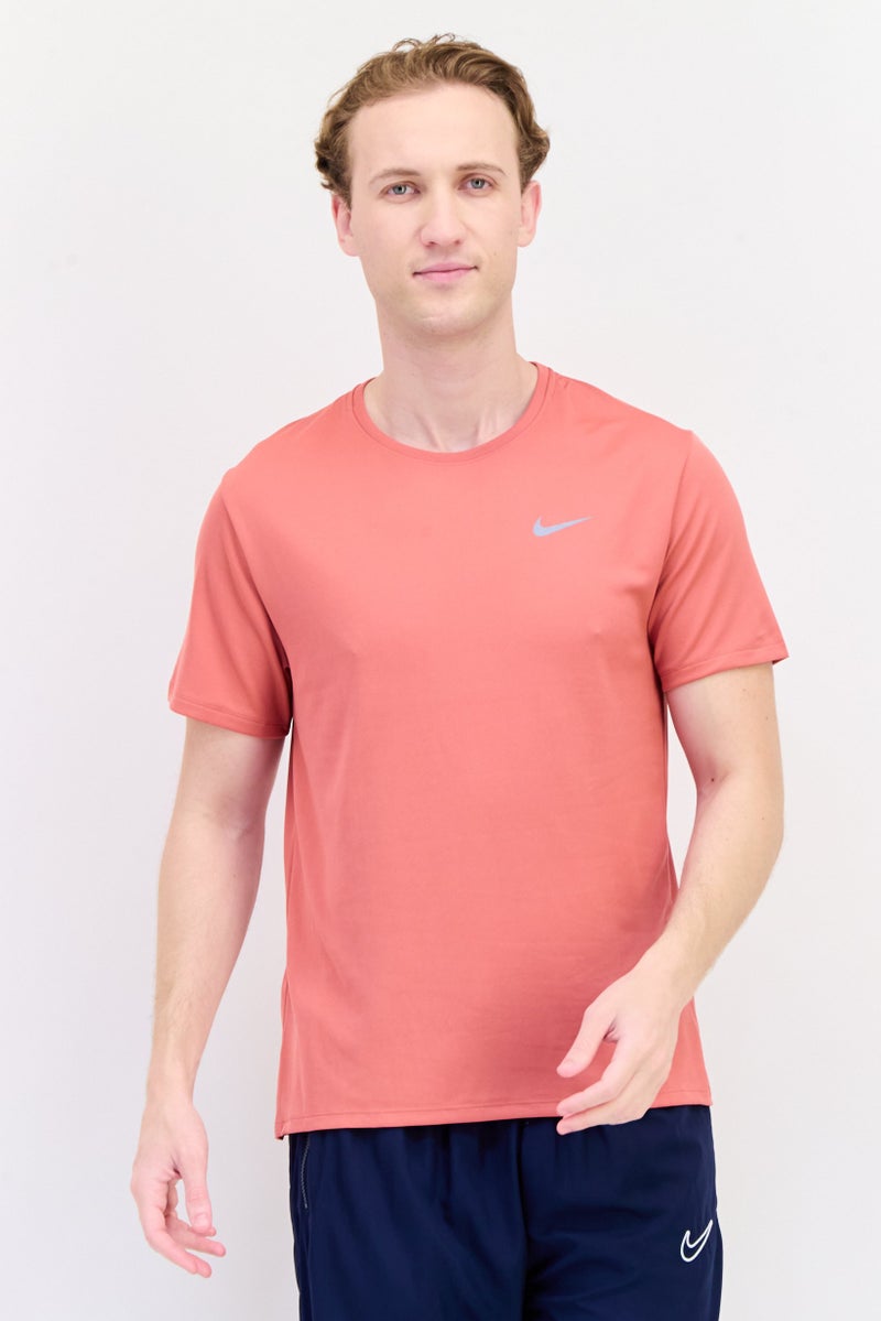 Nike Men Dri-Fit Short Sleeve Running T-Shirt, Old Rose - Image 1