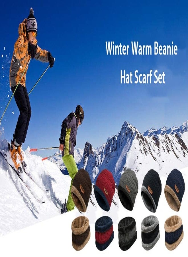 ATABZ Winter Knit Beanie Cap Hat Neck Warmer Scarf and Woolen Gloves Set for Men & Women (3 Piece) - Image 3