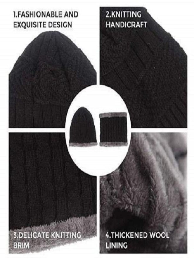 ATABZ Winter Knit Beanie Cap Hat Neck Warmer Scarf and Woolen Gloves Set for Men & Women (3 Piece) - Image 5