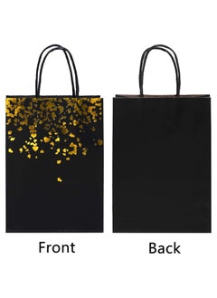 Generic 12 Pieces Paper Party Bags Bronzing Kraft Bag Birthday Party Bags， Bride Bag with Handle for Birthday Wedding Celebrations Party Favors (Black)  - Image 4