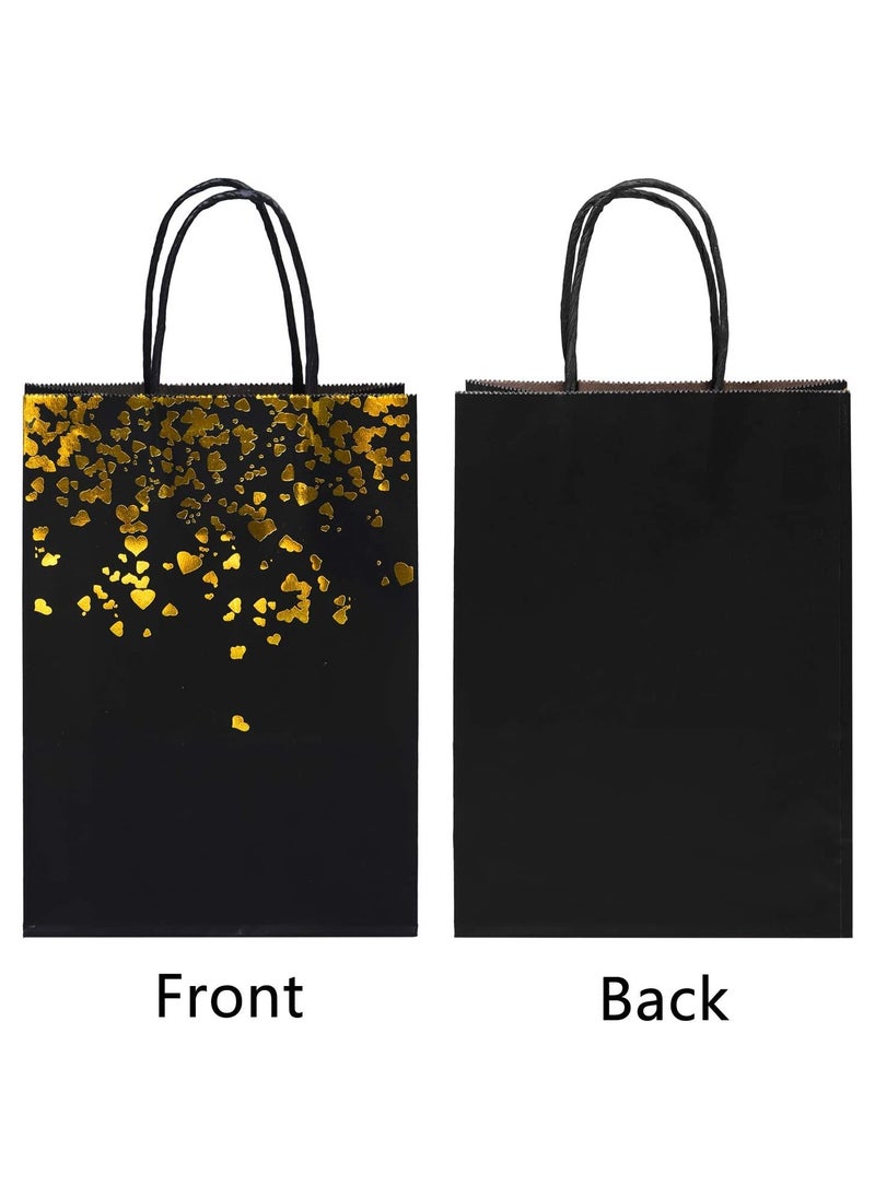 Generic 12 Pieces Paper Party Bags Bronzing Kraft Bag Birthday Party Bags， Bride Bag with Handle for Birthday Wedding Celebrations Party Favors (Black)  - Image 4
